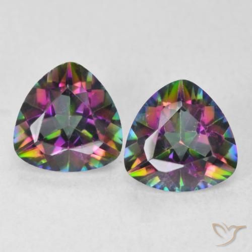 1.40ctw Naturale Multicolore Quarzo mistico, Taglio trillion, VVS