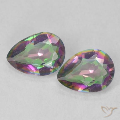 Gemme di Quarzo mistico Multicolore naturale da 1.61 ct, Forma a pera, VVS