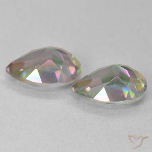 Gemme di Quarzo mistico Multicolore naturale da 2.08 ct, Forma a pera, VVS