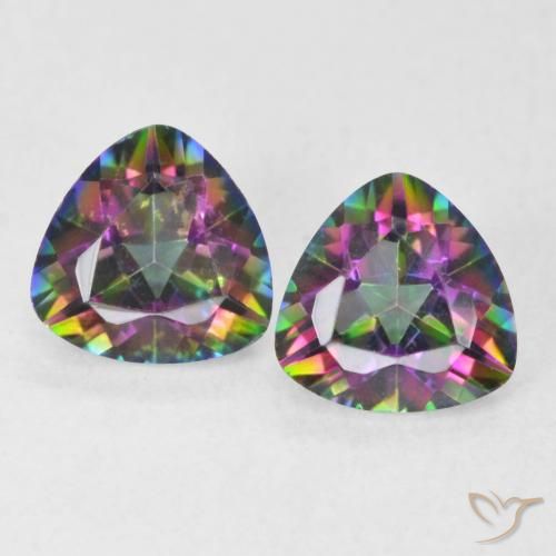 1.41ctw Naturale Multicolore Quarzo mistico, Taglio trillion, VVS