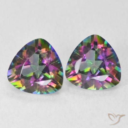 Gemme di Quarzo mistico Multicolore naturale da 1.41 ct, Taglio trillion, VVS