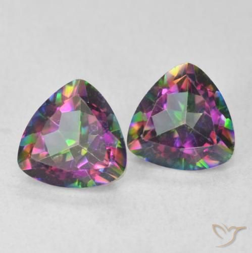 Gemme di Quarzo mistico Multicolore naturale da 1.49 ct, Taglio trillion, VVS