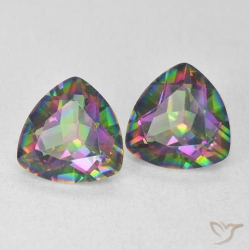 Gemme di Quarzo mistico Multicolore naturale da 2.22 ct, Taglio trillion, VVS