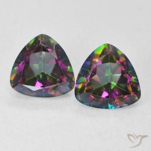 1.46ctw Naturale Multicolore Quarzo mistico, Taglio trillion, VVS