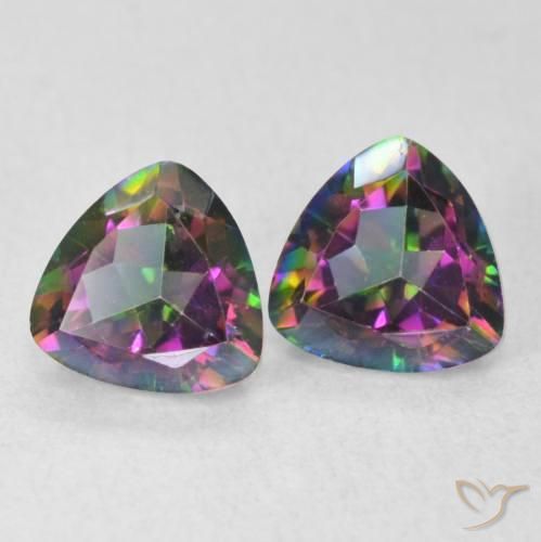 Gemme di Quarzo mistico Multicolore naturale da 1.46 ct, Taglio trillion, VVS