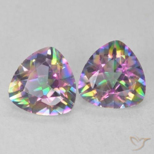 Gemme di Quarzo mistico Multicolore naturale da 1.35 ct, Taglio trillion, VVS