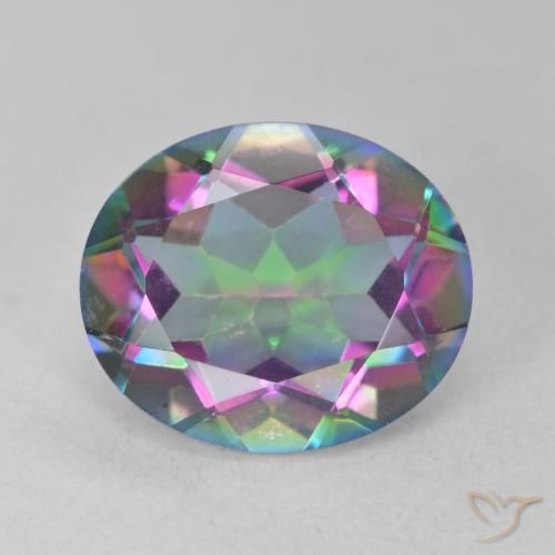 5.49ct Naturale Multicolore Quarzo mistico, Ovale, VS