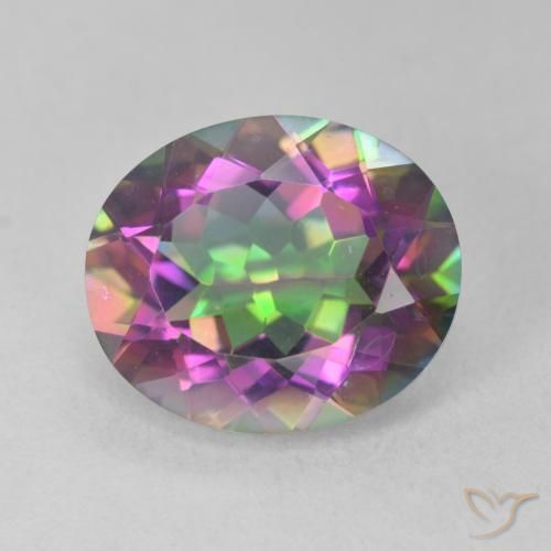 5.14ct Naturale Multicolore Quarzo mistico, Ovale, VVS