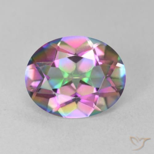 3.16ct Naturale Multicolore Quarzo mistico, Ovale, VVS