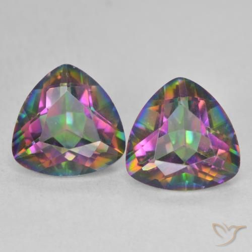3.34ctw Naturale Multicolore Quarzo mistico, Taglio trillion, VVS