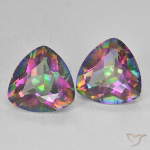 Gemme di Quarzo mistico Multicolore naturale da 3.34 ct, Taglio trillion, VVS
