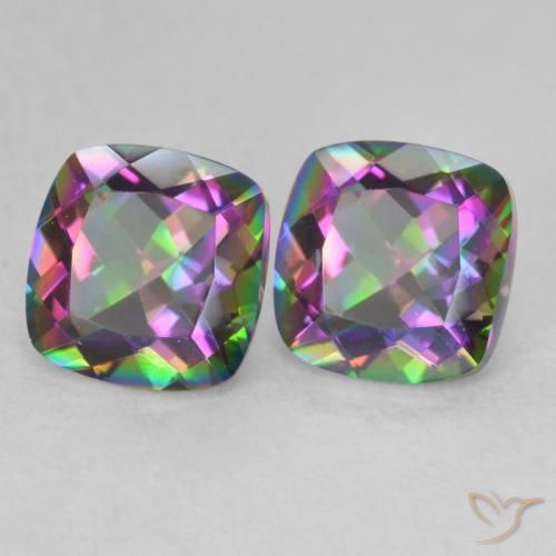 Gemme di Quarzo mistico Multicolore naturale da 2.79 ct, Taglio a cuscino, VVS