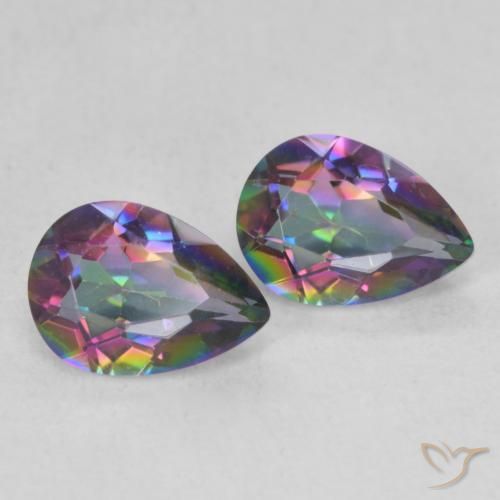 Gemme di Quarzo mistico Multicolore naturale da 1.25 ct, Forma a pera, VS