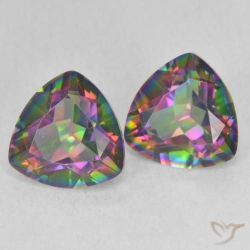 Gemme di Quarzo mistico Multicolore naturale da 2.17 ct, Taglio trillion, VVS