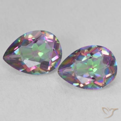 2.19ctw Naturale Multicolore Quarzo mistico, Forma a pera, VVS
