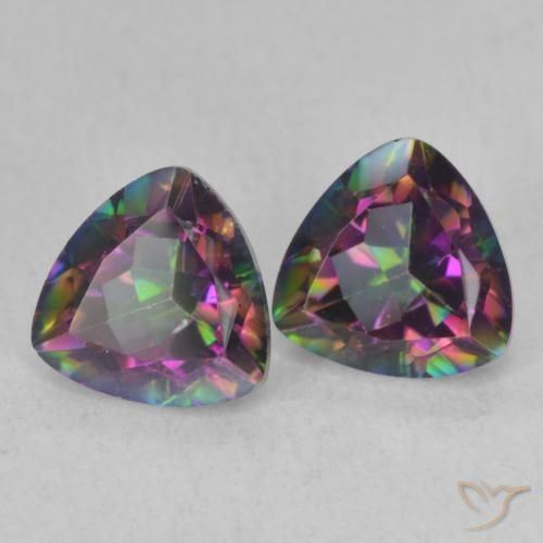 Gemme di Quarzo mistico Multicolore naturale da 1.42 ct, Taglio trillion, VVS