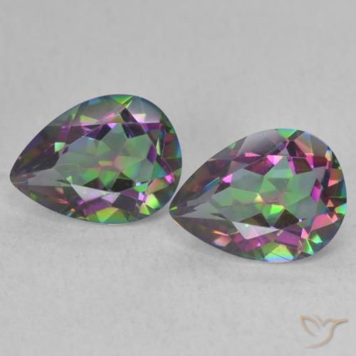 2.12ctw Naturale Multicolore Quarzo mistico, Forma a pera, VVS