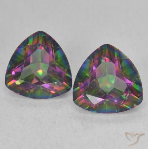 2.21ctw Naturale Multicolore Quarzo mistico, Taglio trillion, VVS