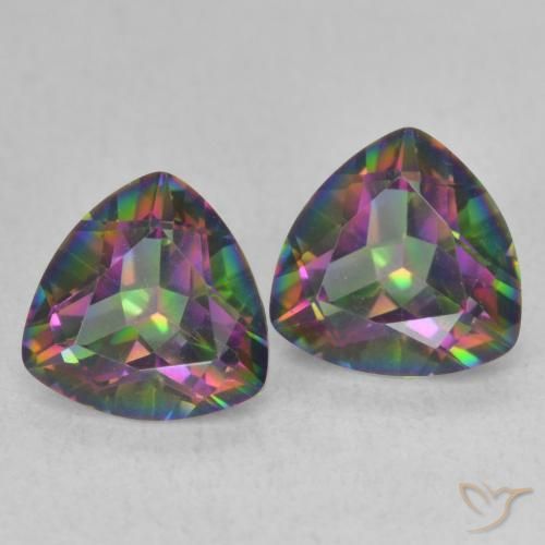 Gemme di Quarzo mistico Multicolore naturale da 2.21 ct, Taglio trillion, VVS