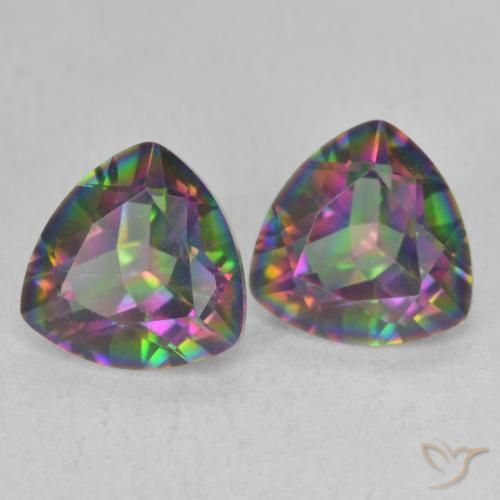 Gemme di Quarzo mistico Multicolore naturale da 2.20 ct, Taglio trillion, VVS
