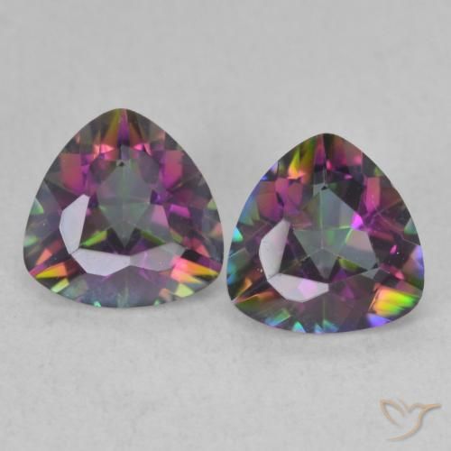 1.38ctw Naturale Multicolore Quarzo mistico, Taglio trillion, VVS