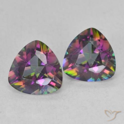 Gemme di Quarzo mistico Multicolore naturale da 1.38 ct, Taglio trillion, VVS
