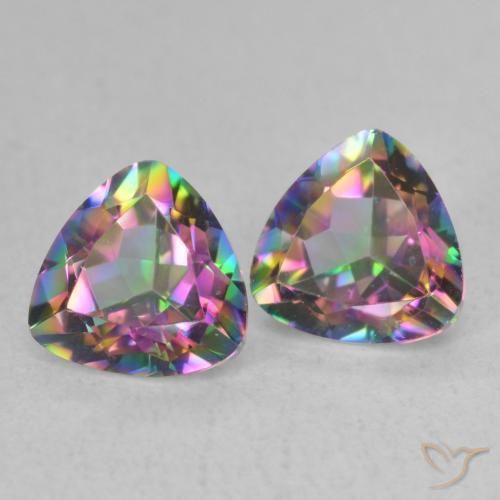 Gemme di Quarzo mistico Multicolore naturale da 1.53 ct, Taglio trillion, VVS