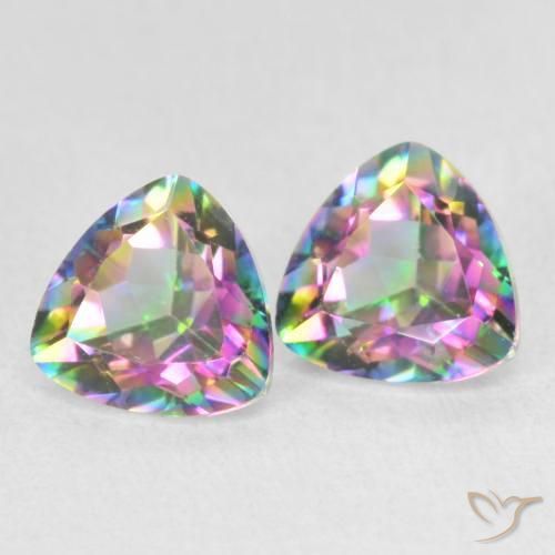 Gemme di Quarzo mistico Multicolore naturale da 1.48 ct, Taglio trillion, VVS-VS