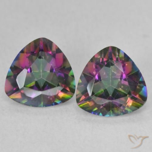 1.41ctw Naturale Multicolore Quarzo mistico, Taglio trillion, VVS-VS