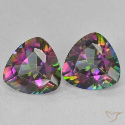 Gemme di Quarzo mistico Multicolore naturale da 1.41 ct, Taglio trillion, VVS-VS