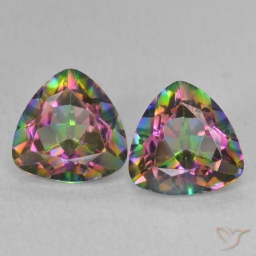 1.47ctw Naturale Multicolore Quarzo mistico, Taglio trillion, VVS-VS
