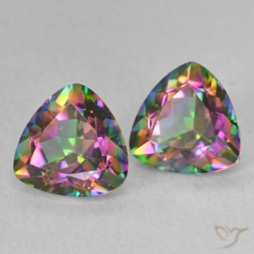 Gemme di Quarzo mistico Multicolore naturale da 1.47 ct, Taglio trillion, VVS-VS
