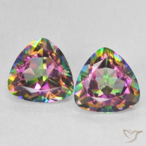 1.52ctw Naturale Multicolore Quarzo mistico, Taglio trillion, VVS-VS