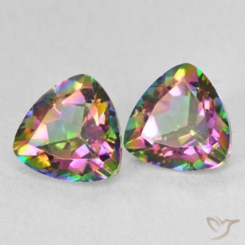 Gemme di Quarzo mistico Multicolore naturale da 1.52 ct, Taglio trillion, VVS-VS