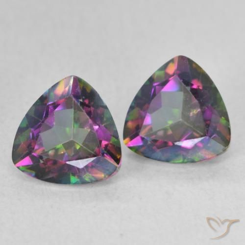 Gemme di Quarzo mistico Multicolore naturale da 1.51 ct, Taglio trillion, VVS-VS
