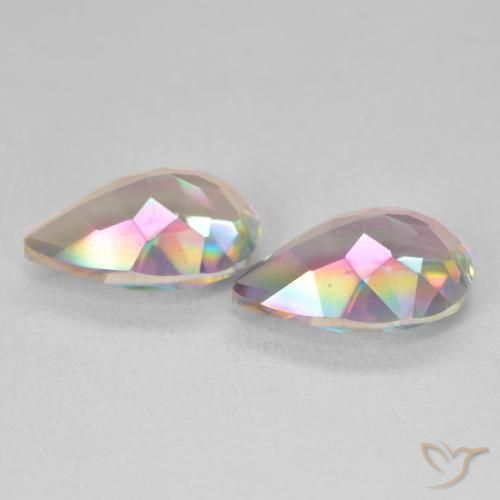 Gemme di Quarzo mistico Multicolore naturale da 5.93 ct, Forma a pera, VVS-VS
