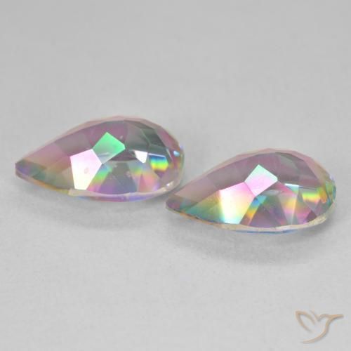 Gemme di Quarzo mistico Multicolore naturale da 5.78 ct, Forma a pera, VVS