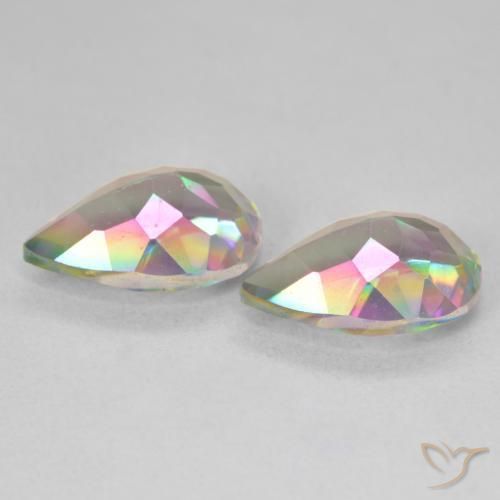 Gemme di Quarzo mistico Multicolore naturale da 6.09 ct, Forma a pera, VVS