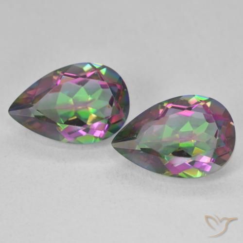 5.95ctw Naturale Multicolore Quarzo mistico, Forma a pera, VVS