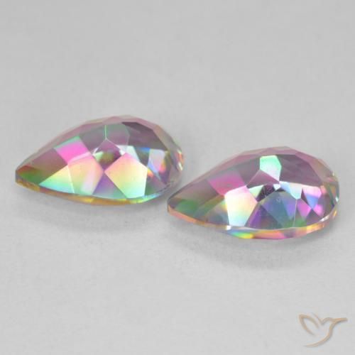Gemme di Quarzo mistico Multicolore naturale da 5.95 ct, Forma a pera, VVS