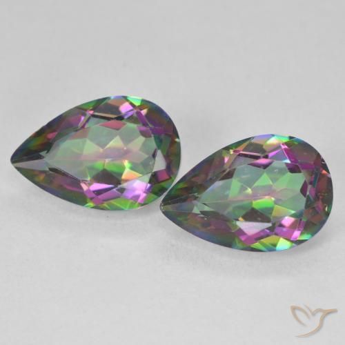 5.79ctw Naturale Multicolore Quarzo mistico, Forma a pera, VVS-VS