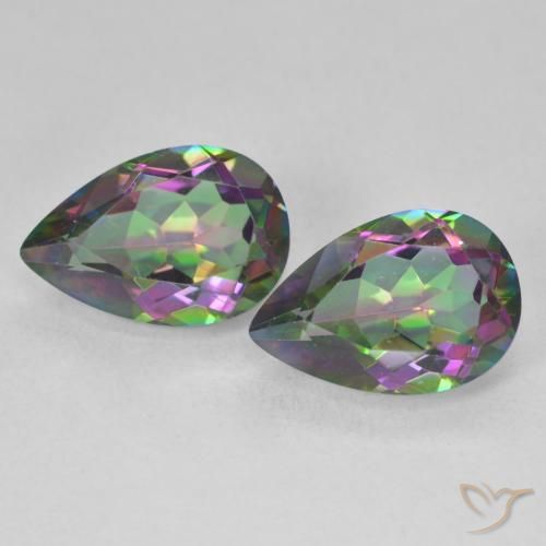 6.03ctw Naturale Multicolore Quarzo mistico, Forma a pera, VVS-VS