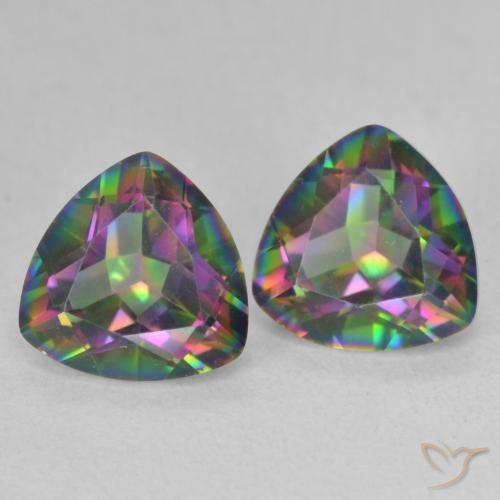 Gemme di Quarzo mistico Multicolore naturale da 2.24 ct, Taglio trillion, VVS