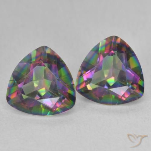 Gemme di Quarzo mistico Multicolore naturale da 2.26 ct, Taglio trillion, VVS