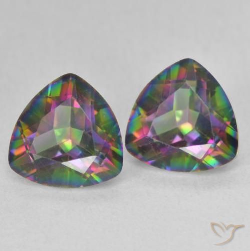 Gemme di Quarzo mistico Multicolore naturale da 2.29 ct, Taglio trillion, VVS