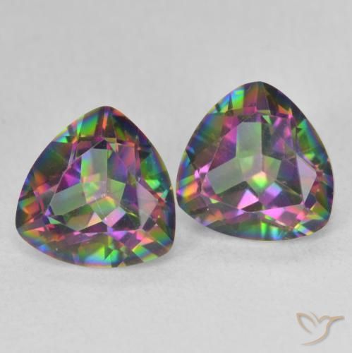 Gemme di Quarzo mistico Multicolore naturale da 2.21 ct, Taglio trillion, VVS