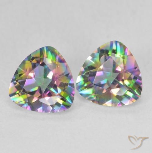 Gemme di Quarzo mistico Multicolore naturale da 1.35 ct, Taglio trillion, VVS