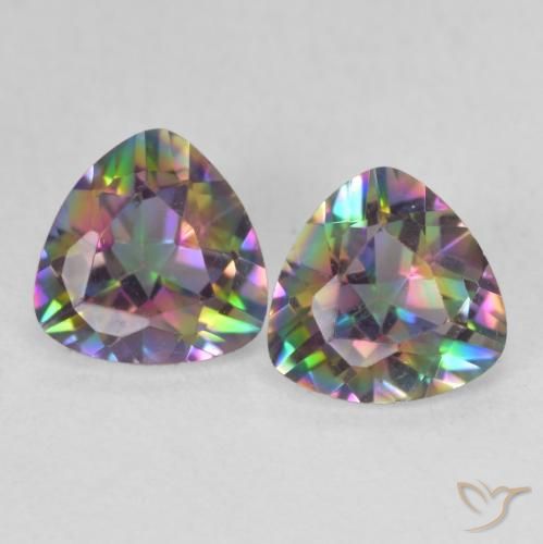 Gemme di Quarzo mistico Multicolore naturale da 1.35 ct, Taglio trillion, VVS