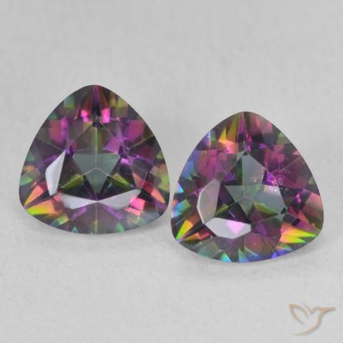 Gemme di Quarzo mistico Multicolore naturale da 1.35 ct, Taglio trillion, VVS
