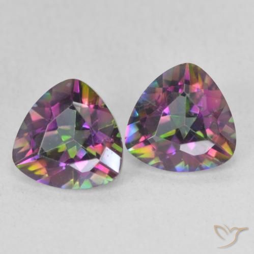 Gemme di Quarzo mistico Multicolore naturale da 1.35 ct, Taglio trillion, VVS